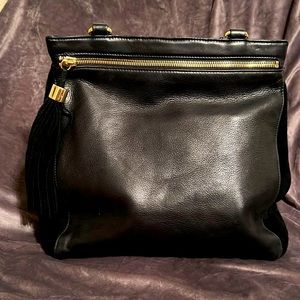 Margot Black Leather Suede Handbag